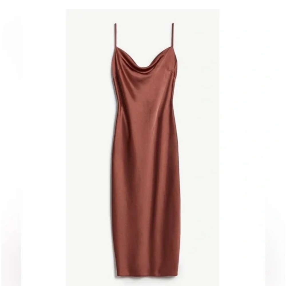 Express cowl neck satin dress